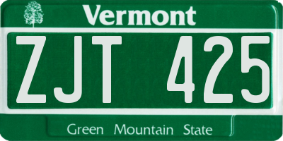 VT license plate ZJT425