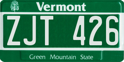 VT license plate ZJT426