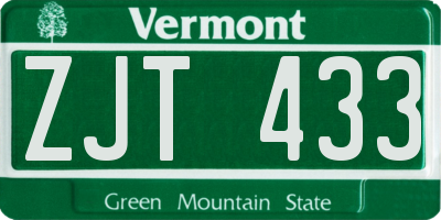 VT license plate ZJT433