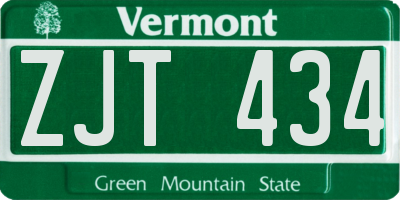 VT license plate ZJT434
