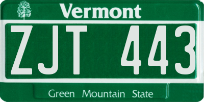 VT license plate ZJT443