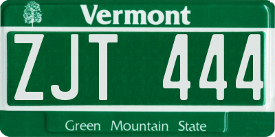 VT license plate ZJT444