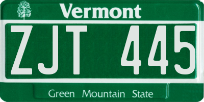 VT license plate ZJT445