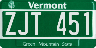 VT license plate ZJT451