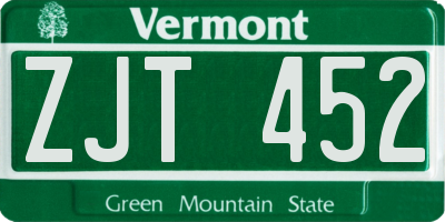 VT license plate ZJT452