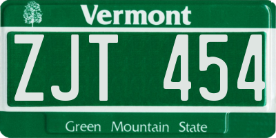 VT license plate ZJT454