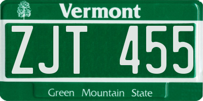 VT license plate ZJT455