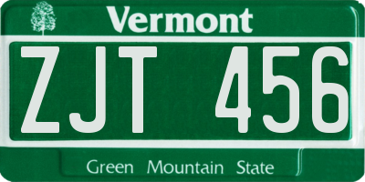 VT license plate ZJT456