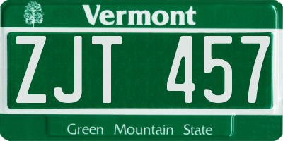 VT license plate ZJT457