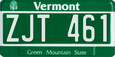 VT license plate ZJT461