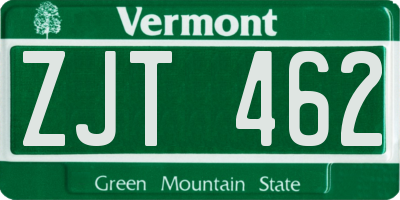 VT license plate ZJT462