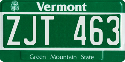 VT license plate ZJT463
