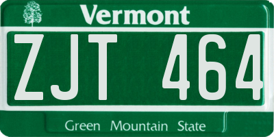 VT license plate ZJT464