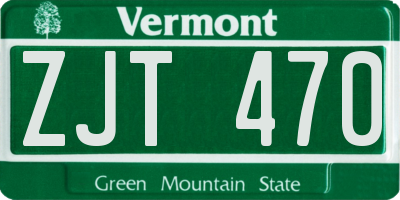 VT license plate ZJT470