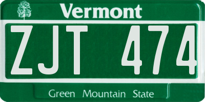VT license plate ZJT474