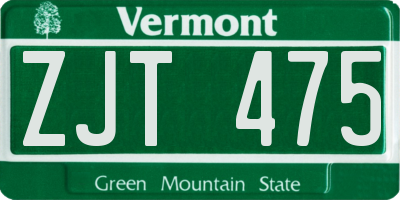 VT license plate ZJT475
