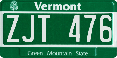VT license plate ZJT476