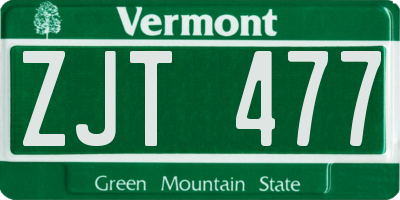 VT license plate ZJT477