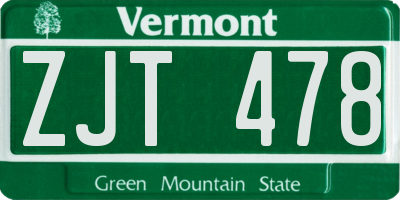 VT license plate ZJT478