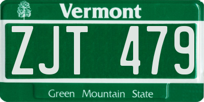 VT license plate ZJT479