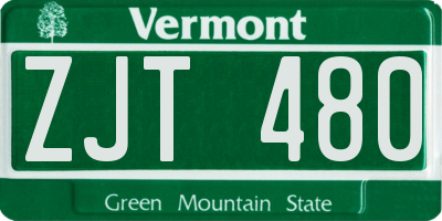 VT license plate ZJT480