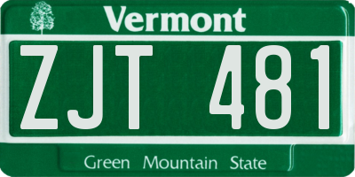 VT license plate ZJT481