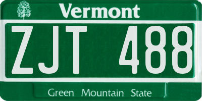 VT license plate ZJT488