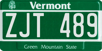 VT license plate ZJT489