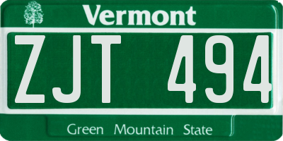VT license plate ZJT494