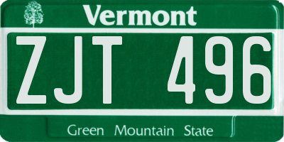 VT license plate ZJT496