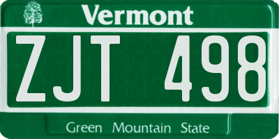 VT license plate ZJT498