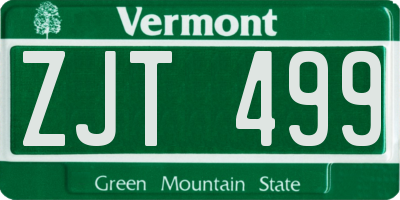 VT license plate ZJT499