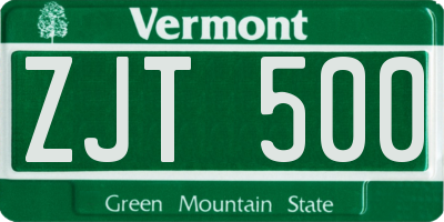 VT license plate ZJT500