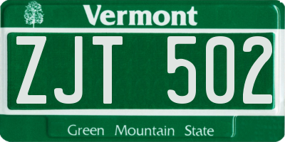 VT license plate ZJT502