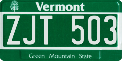 VT license plate ZJT503