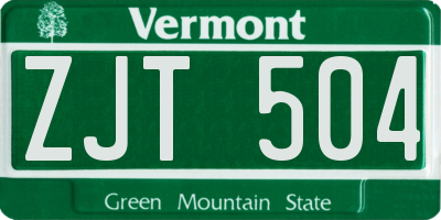 VT license plate ZJT504