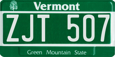 VT license plate ZJT507