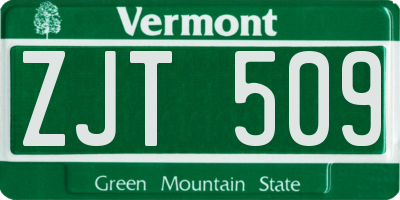 VT license plate ZJT509