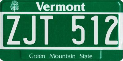 VT license plate ZJT512
