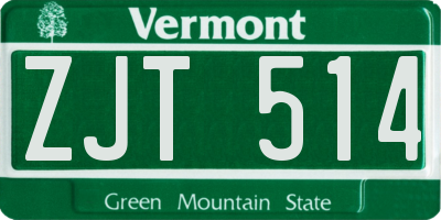 VT license plate ZJT514