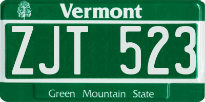 VT license plate ZJT523