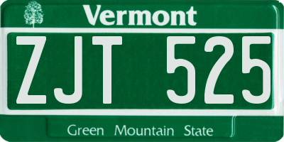 VT license plate ZJT525