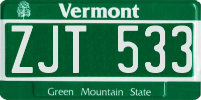 VT license plate ZJT533
