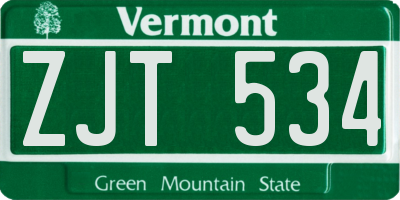 VT license plate ZJT534