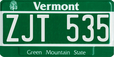 VT license plate ZJT535