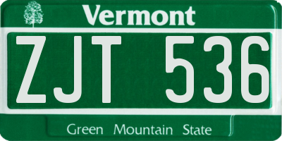 VT license plate ZJT536