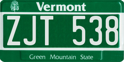 VT license plate ZJT538