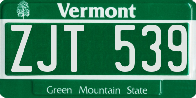 VT license plate ZJT539