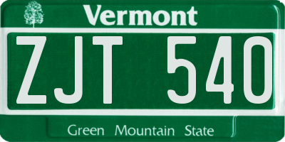 VT license plate ZJT540
