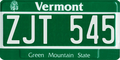 VT license plate ZJT545